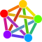 icono de fediverso, unas bolitas de cada color simulando un atomización de conexiones, representando diversidad de aplicaciones y herramientas de comunicación.